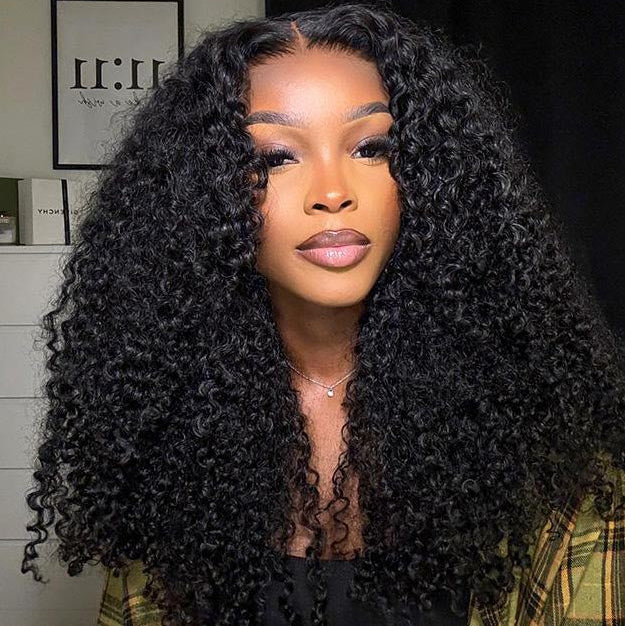Perismoda Kinky Curly 7x5 Ready To Go Invisible Knot Glueless HD Lace Human Hair Wigs